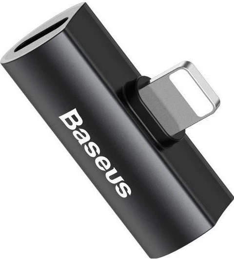 Adapter Baseus L46, me dy dalje Lightning, ngjyrë e zezë