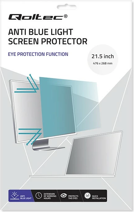 Filtër dritës blu Qoltec 51073 për monitor 21.5", 16:9, transparent, matte