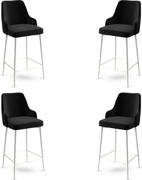 Set karrigesh për bar (4 copë), Hanah Home, Enox, e zezë, e bardhë