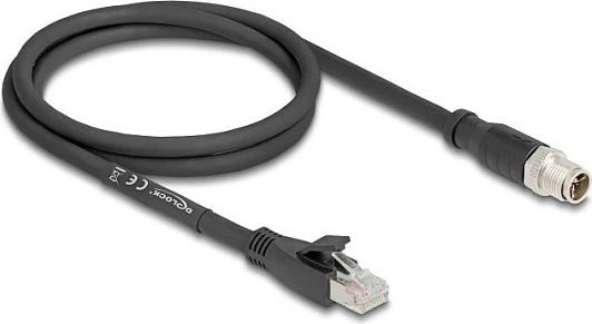 Kabllo Ethernet DeLOCK 80577, Cat5e, M12 në RJ-45, 1 m, S/FTP, e zezë