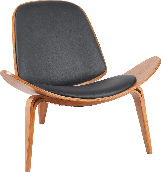 Fotelje Vilma, lëkurë sintetike e zezë, dru i arrës, 90x76.5x74.5cm