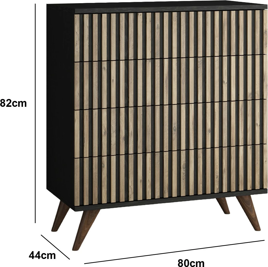 Komodë Skye Decor, FRN-9010, ngjyrë druri, e zezë, Atlantic Pine