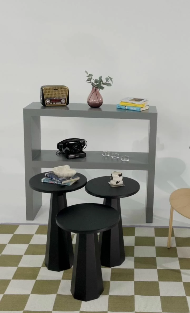 Set tavolinash anësore Skye Decor, Lilyum, të zeza (57 + 52 + 47)