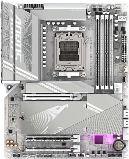 Pllakë amë GIGABYTE X870 AORUS ELITE WIFI7 ICE, AM5, ATX, DDR5, WiFi 7, 2.5GbE, USB4, e bardhë