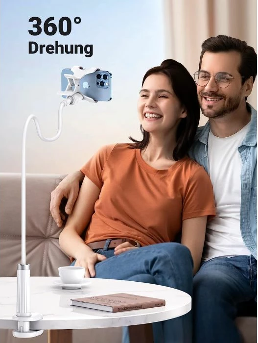 Mbajtëse fleksibile gooseneck për celular/tablet UGREEN 30488, 4-7.2", krah 90 cm, rrotullim 360°, e bardhë
