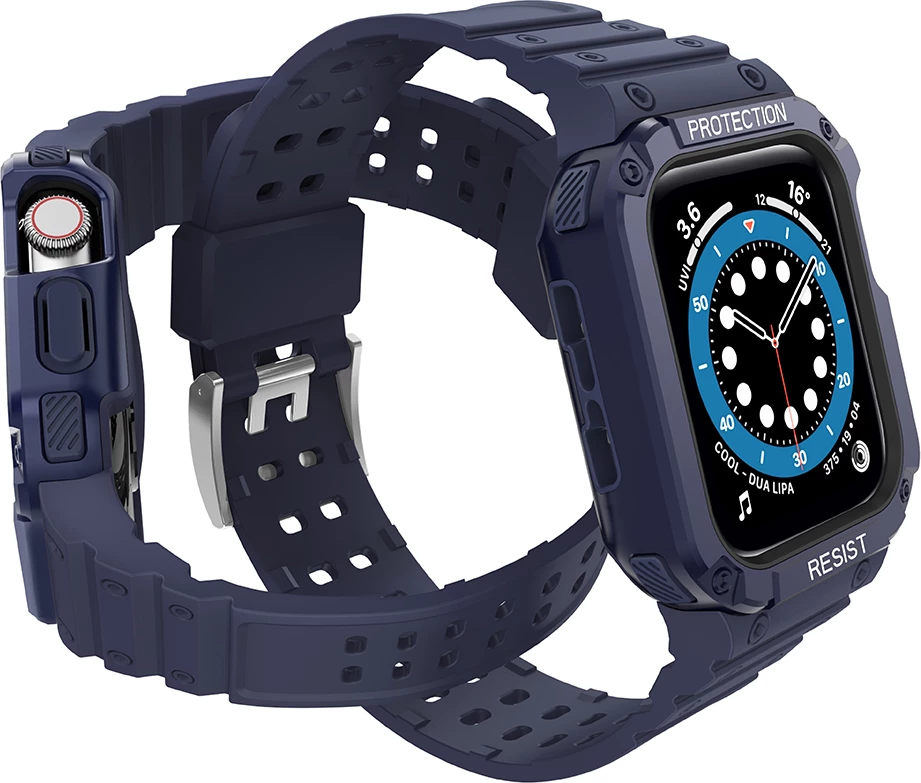Rrip mbrojtës me kasë Hurtel për Apple Watch 9/8/7/6/5/4/3/2/SE/SE2, 41/40/38mm, Blu