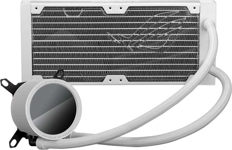 Ftohës i lëngshëm AIO për CPU ASUS ROG Ryuo III 240 ARGB White Edition, radiator 240mm, ekran LED Anime Matrix, 2x120mm ARGB, i bardhë