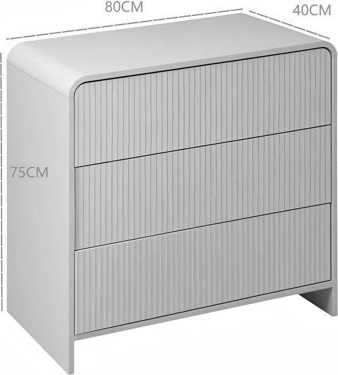 Komodë Zeplen, MDF, ngjyrë e bardhë, 80x40x75cm