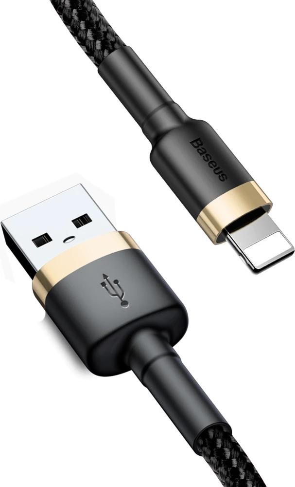 Kabllo Baseus Cafule CALKLF-BV1, USB-A në Lightning, 1m, 2.4A, e zezë/artë