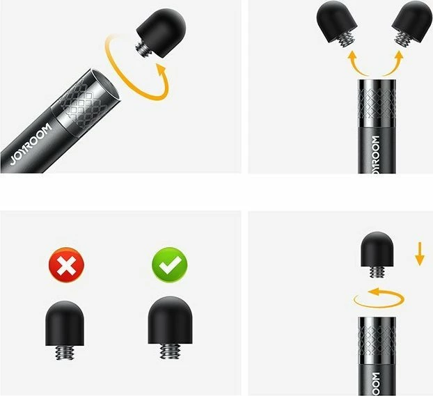Stilolaps stylus Joyroom JR-DR01 për ekrane kapacitivë, 165 mm, set me 2 maja rezervë, i zi