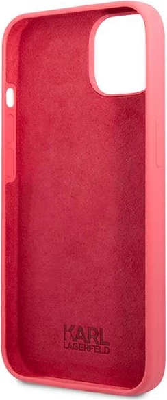 Mbështjellës Karl Lagerfeld për iPhone 13, 6.1", silikon, fuksja