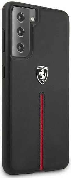 Mbështjellës Ferrari Off Track për Samsung Galaxy S21+, lëkurë natyrale, i zi
