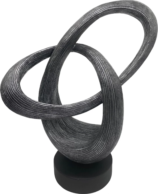 Dekor skulpturë Cykel Totem, polirezine, ngjyrë argjendi antike dhe e zezë, 29x12x35 cm