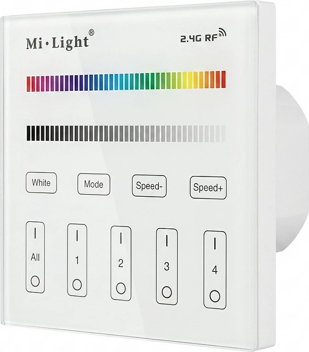 Panel komandues LED Miboxer Mi-Light, 2.4G RF, RGB/RGBW, 4 zona, i bardhë