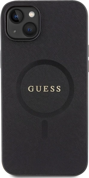 Mbështjellës Guess GUHMP15MPSAHMCK për iPhone 15 Plus 6.7", Saffiano MagSafe, zi