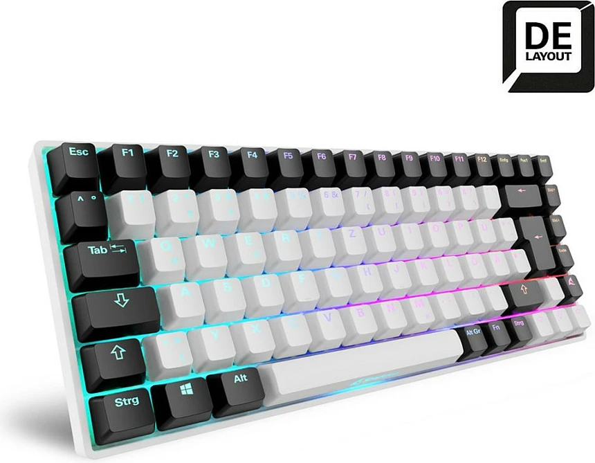 Tastierë mekanike Sharkoon SKILLER SGK50 S3, 75%, USB me kabllo, RGB, QWERTY (DE), e bardhë