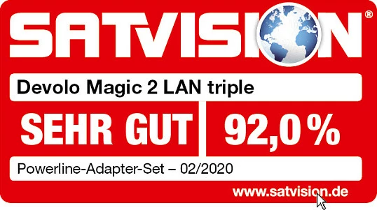 Adapter Powerline Devolo Magic 2 LAN triple Starter Kit, 2400 Mbit/s, 3x Gigabit Ethernet, prizë e integrume, e bardhë