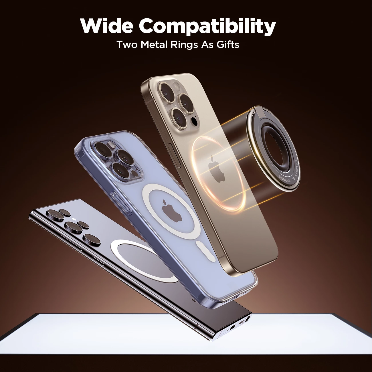 mbajtës magnetik MagSafe për celular Joyroom JR-ZS383, unazë gishtit, kompatibilitet iPhone 12–15 dhe telefona 4.7–7", shndërrohet në qëndrim, i zi