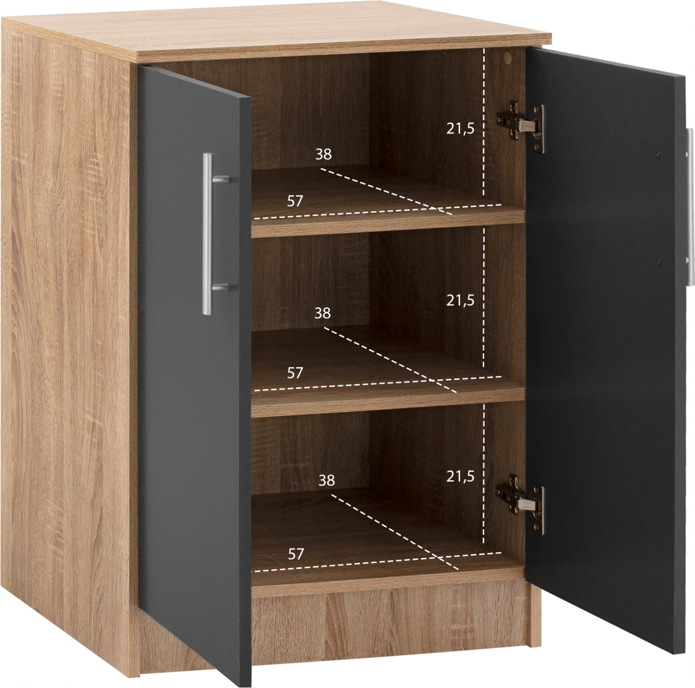 Kabinet këpucësh druri, FH2206.04, Sonama Gri, 60x40,5x80 cm