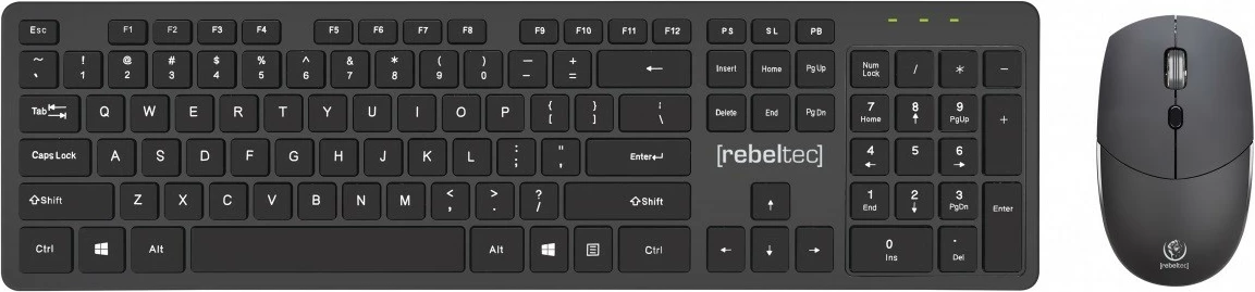 Set wireless tastierë + maus Rebeltec MAXIM, 104 taste, 2.4GHz, Nano USB, i zi