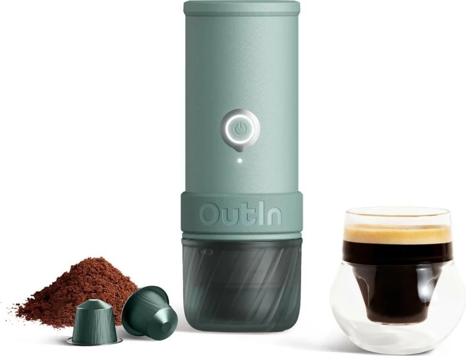 Aparat kafeje portabel OutIn Mino OTEM-MO-01-AA, kapsula Nespresso, ngjyrë e gjelbër