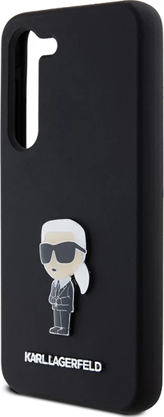 Mbështjellës Karl Lagerfeld Silicone Ikonik Metal Pin për Samsung Galaxy S23, i zi