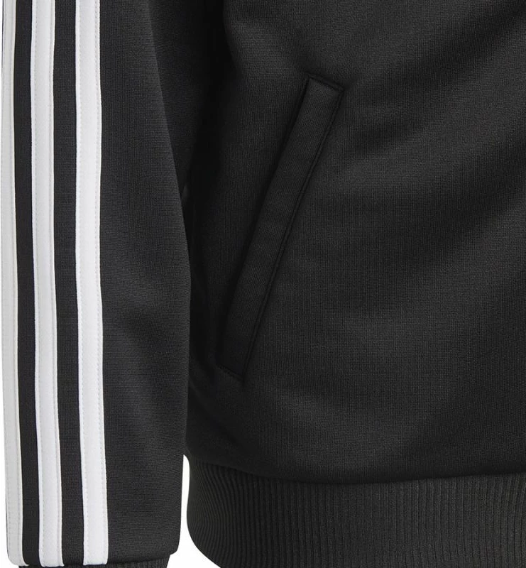 Duks për fëmijë adidas Tr-Es 3 Stripes me zinxhir të plotë, i zi