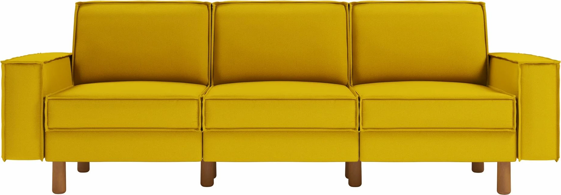 Divan treshe, ngjyrë sunflower, këmbë druri walnut, Atelier del Sofa Sparrow Extra 3