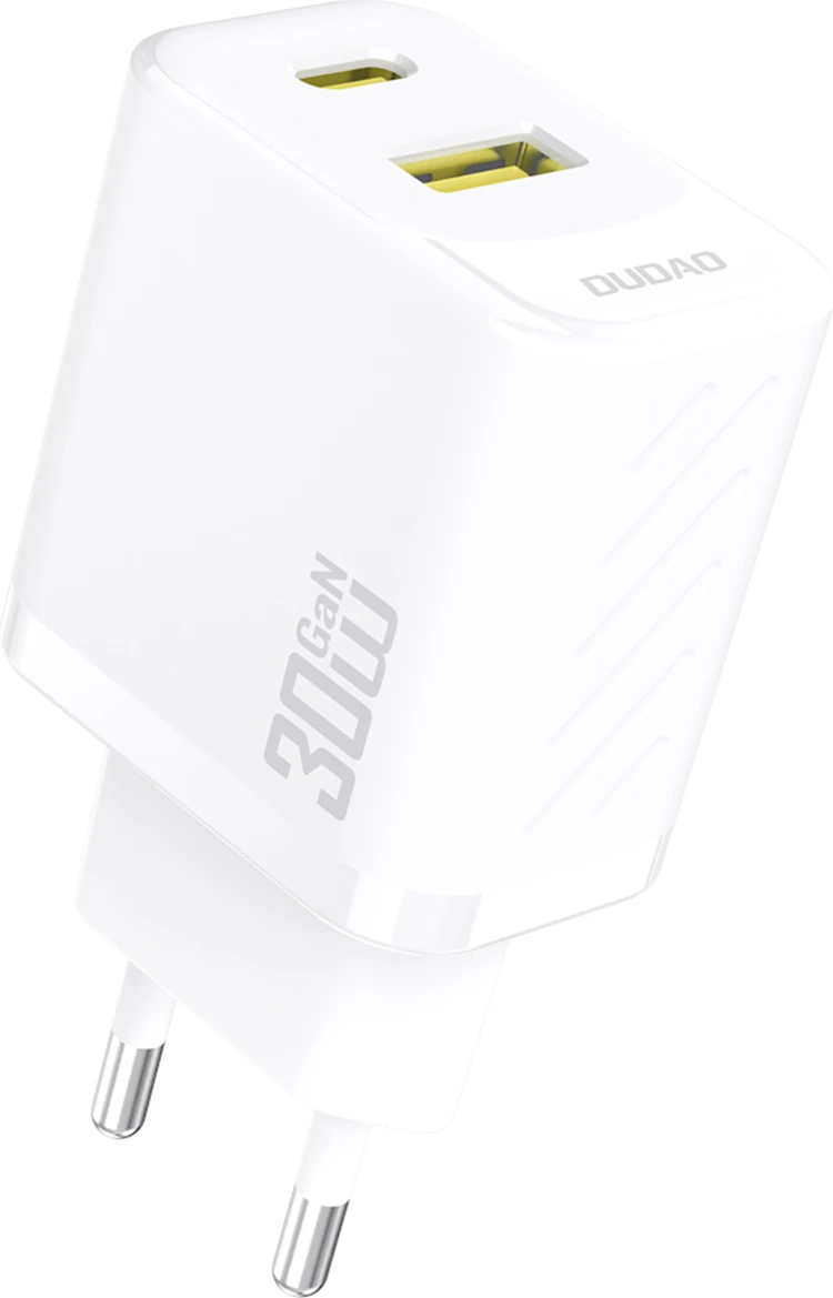 Karikues muri, Dudao, A27TEU, GaN PD 30W, 2 porta USB-C + USB-A, prizë EU, i bardhë