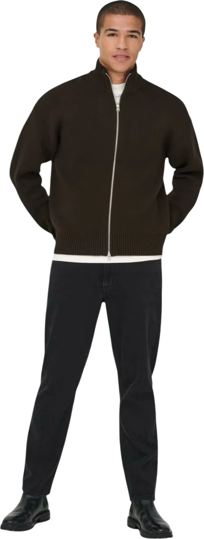 Xhemper kardigan për meshkuj Only & Sons Onsblake DS High Neck 22035808, kafe [Madhësia: XL]