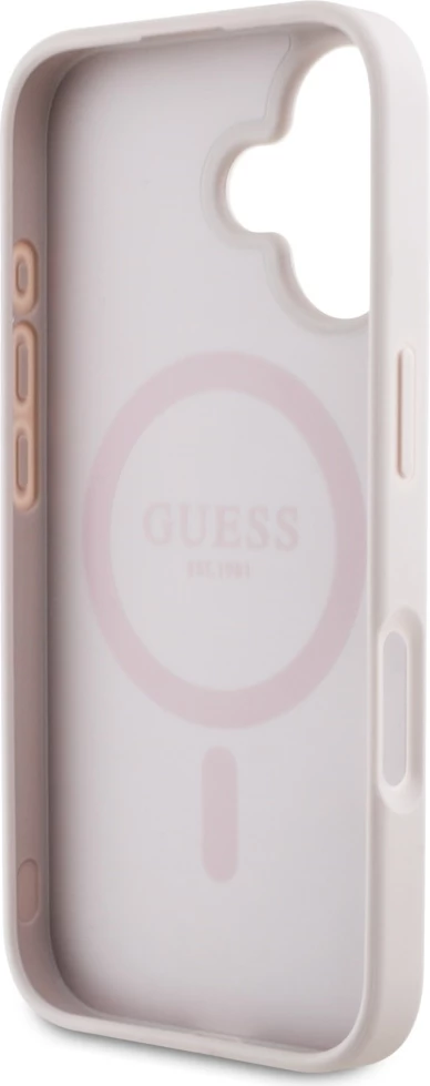 Mbështjellës Guess 4G Circle Classic Logo MagSafe për iPhone 16, Rozë