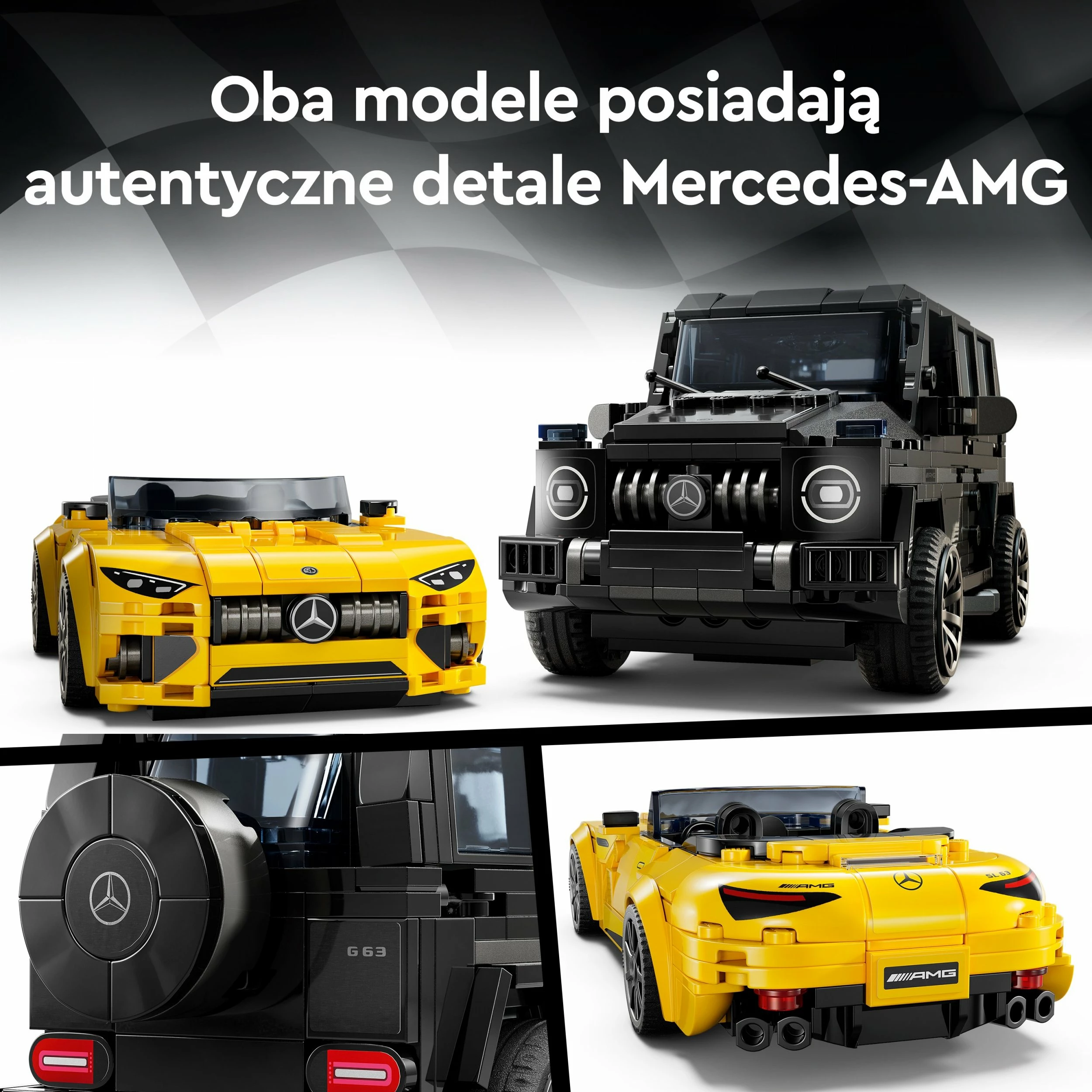 Set LEGO Speed Champions Mercedes-AMG G 63 & Mercedes-AMG SL 63 76924, 808 copë, 10+ vjet, 2 makina, zi/verdhë