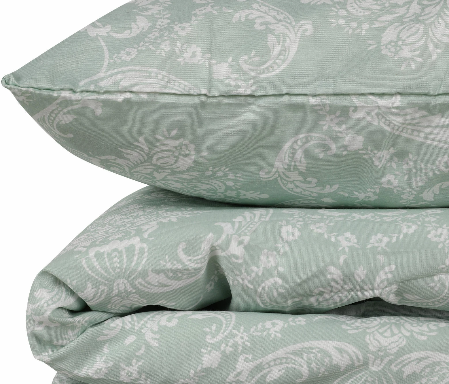 Set mbulesë jorgani për një person, ngjyrë jeshile deti dhe e bardhë, L'Essentiel Linge de Maison, Pure