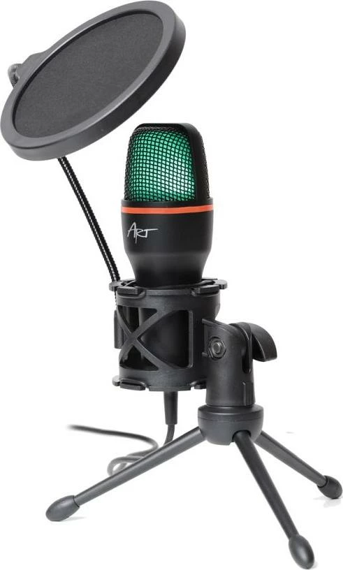 Mikrofon USB Art AC-02 kondensator me LED RGB, me tripod e pop filter, i zi