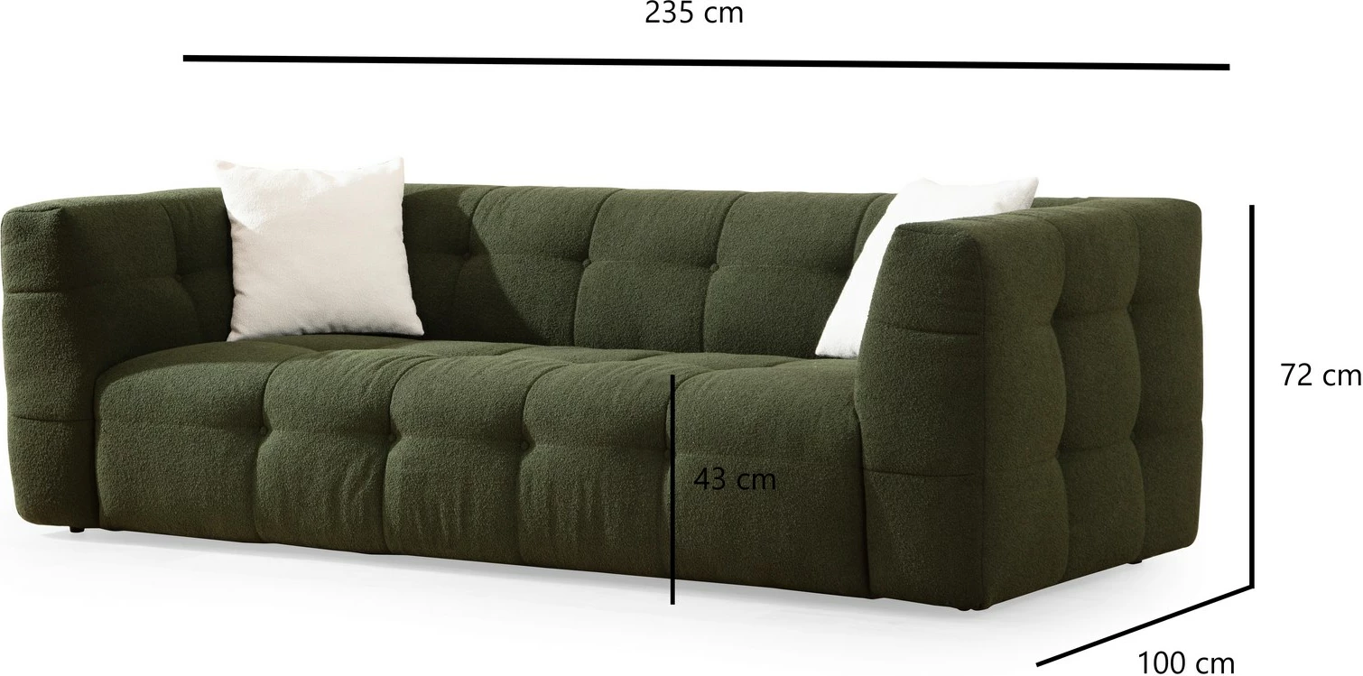 Divan treshe Atelier del Sofa, Cady, ngjyrë e gjelbër