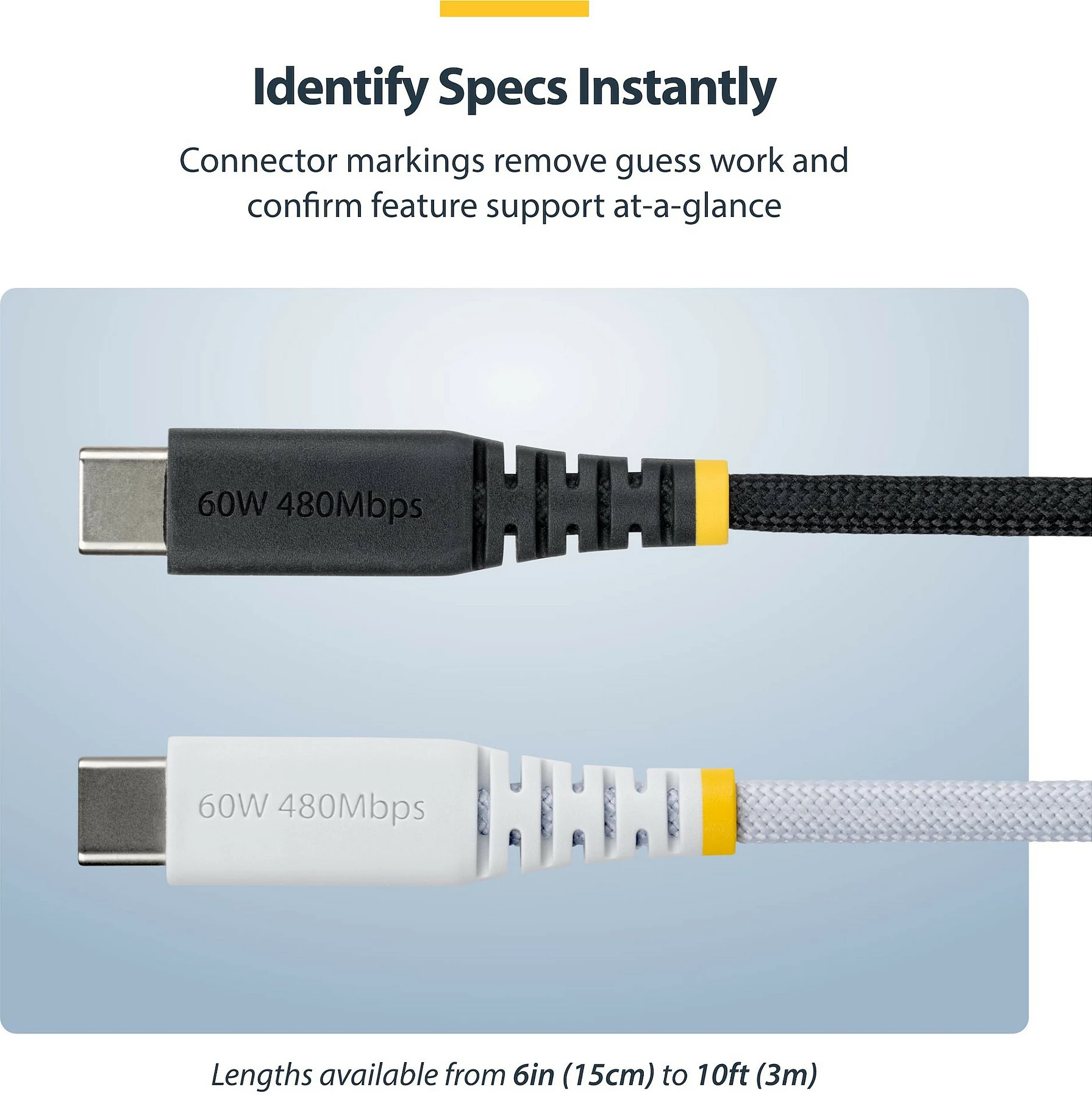Kabllo USB-C StarTech 3m, USB-C në USB-C, 60W PD 3A, USB 2.0, e zezë