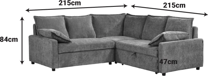 Kënd-sofë krevate Lounivo, material stofë bezhë, 215x215x84cm