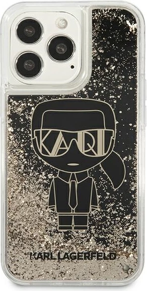 Mbështjellës Karl Lagerfeld KLHCP13XLGGKBK për iPhone 13 Pro Max 6.7", Liquid Glitter Gatsby, zi/ari