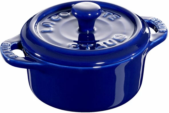 Mini Cocotte STAUB, 10 cm, e rrumbullakët, e kaltër e errët, qeramike