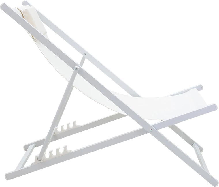 Shezlong profesional Corte, dru ahu, alumin, pëlhurë tekstilene, bardhë-bezhë