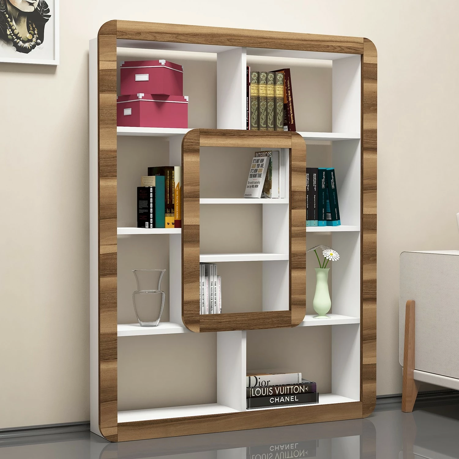 Raft librash Hanah Home, Orkide, i bardhë dhe arre