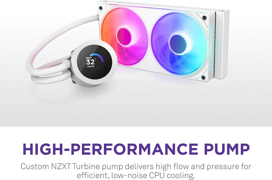 Ftohës uji AIO NZXT Kraken Plus V2 240mm, RGB, Display TFT, i bardhë