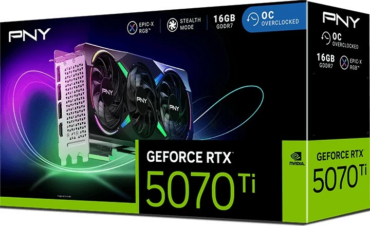 Kartelë grafike PNY RTX 5070 Ti Verto ARGB OC 16GB GDDR7 3Fan