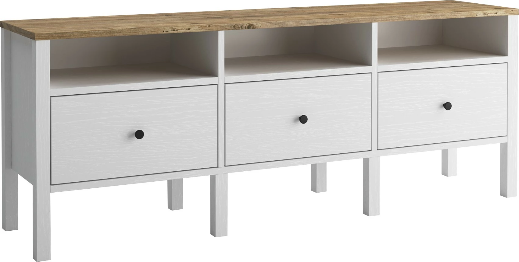 Komodë TV Hanah Home, FRN-10003, ngjyrë druri dhe e bardhë, 150x57x35 cm