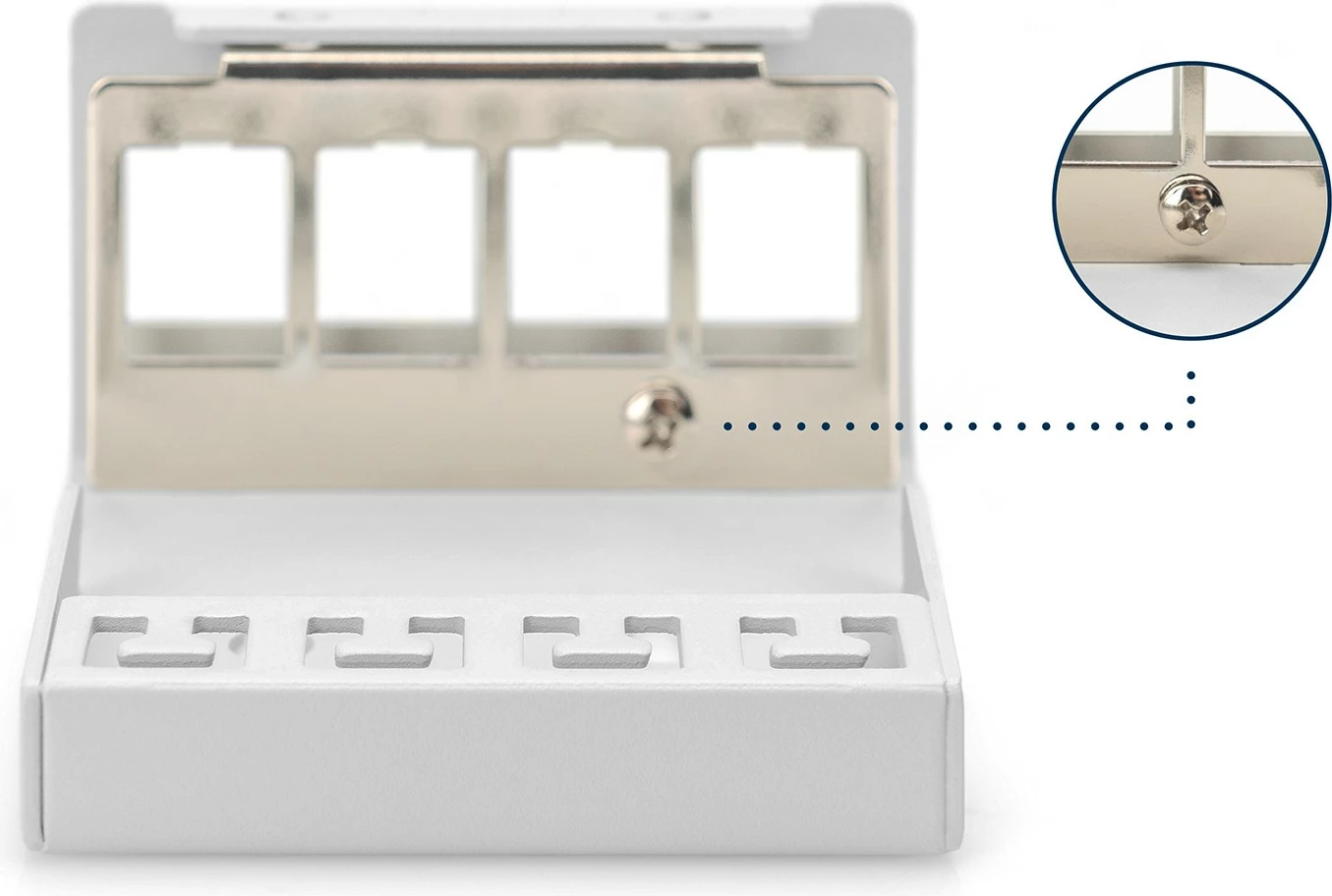 Patchpanel Digitus 4-portë, kasë çeliku, montim në mur, gri