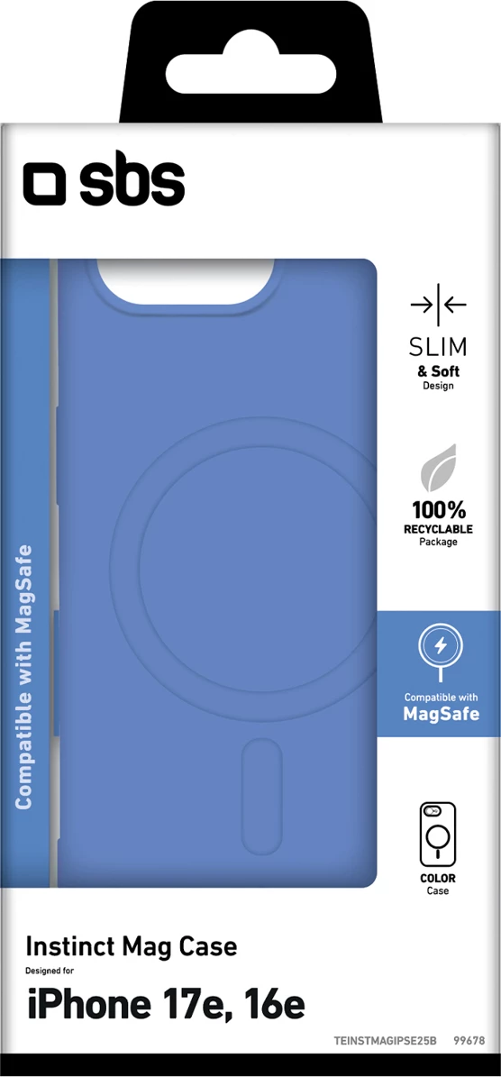 Mbështjellës SBS Instinct Mag për iPhone 16e/17e, kompatibil me MagSafe, blu