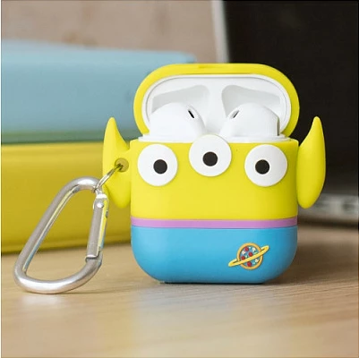 Mbështjellës AirPods Thumbs Up! PowerSquad Alien 3D, silikon, me karabinë, i gjelbër/kaltër