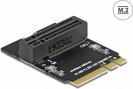 Adapter M.2 DeLOCK, Key A+E në Key M (angled), NVMe, i zi