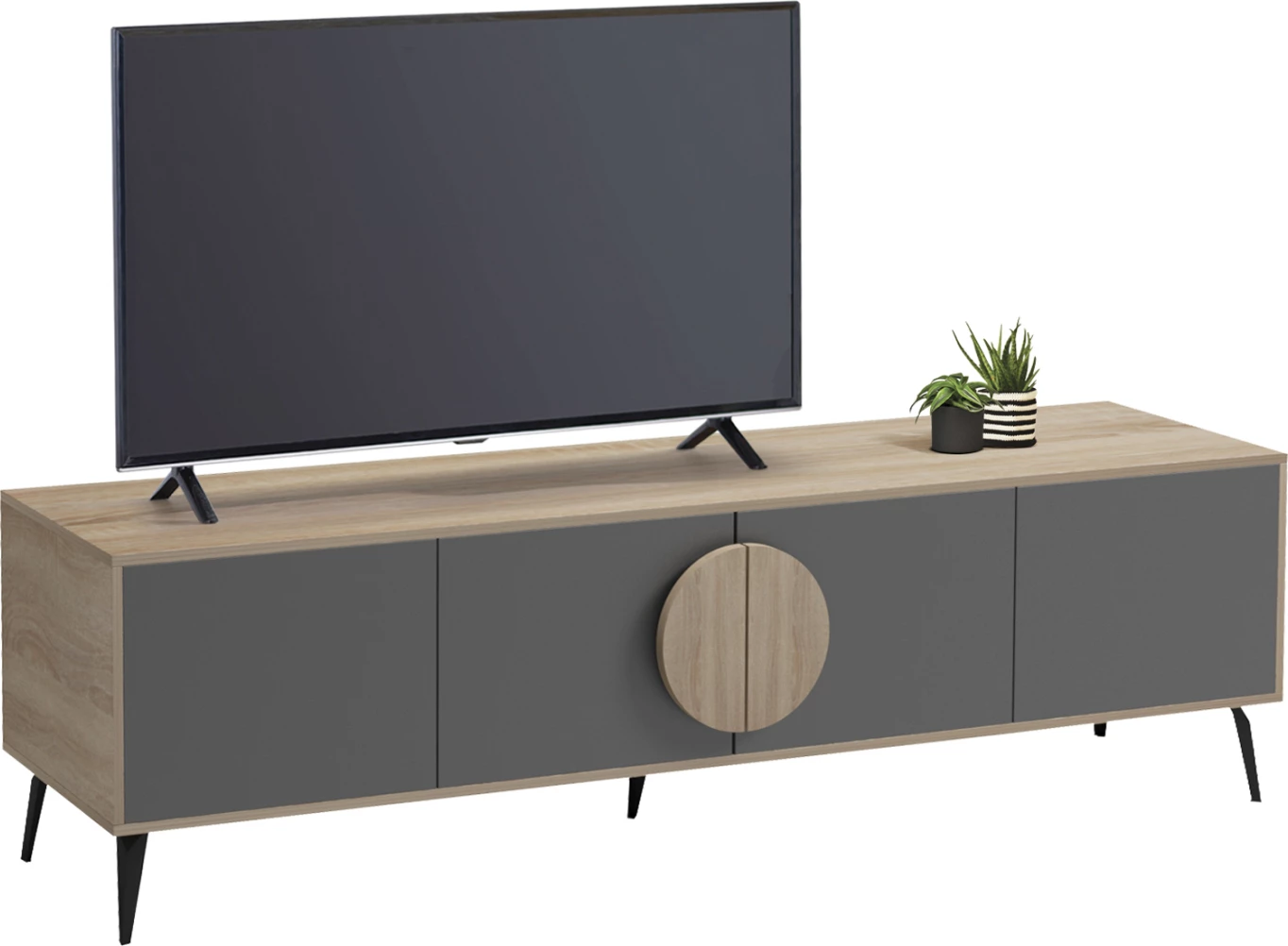 Komodë TV SAVORE, melaminë sonama-gri, 180x35.5x51cm