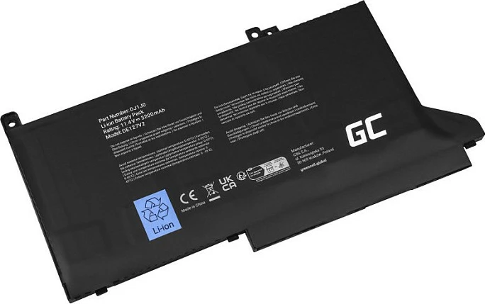 Bateri laptopi Green Cell DJ1J0 për Dell Latitude 7280/7290, 11.4V LiPo, e zezë